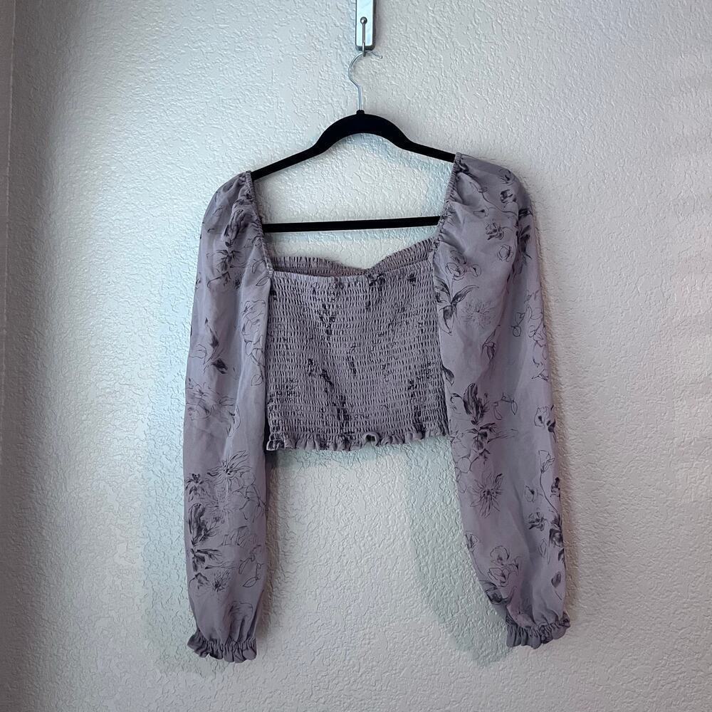 Wilfred Aritzia Wilfred Saga Prairie Blouse Smocked Floral Cropped Crop Medium - Picture 5 of 8
